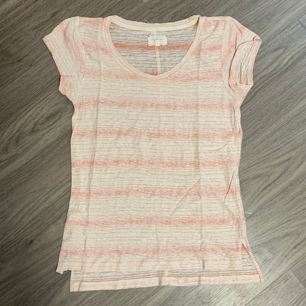 Lou & Grey Linen Orange Striped Tee